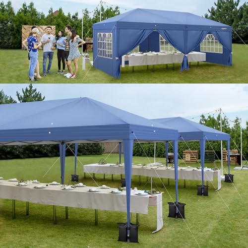 10'x20' Pop Up Canopy Tent with 6 Removable Sidewalls White M43876