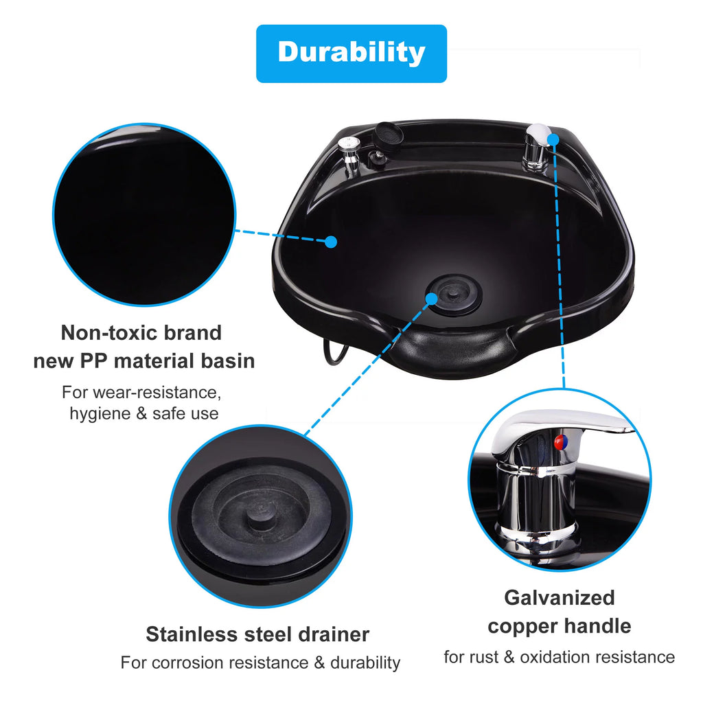 Shampoo Bowl with Vacuum Breaker and Neck Rest D9740