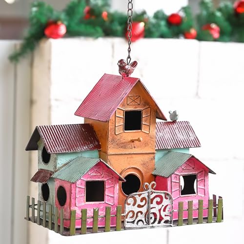 Large 4 Hole Metal Bird House with Bell M747