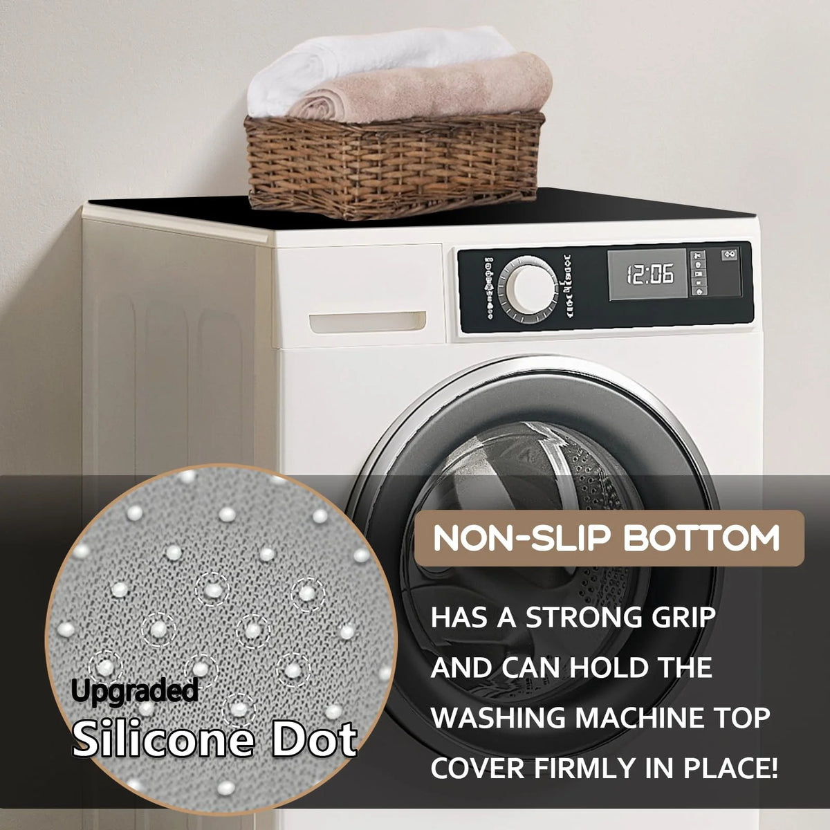 Black 27" x 31.5" Washer or Dryer Top Mat Cover I550