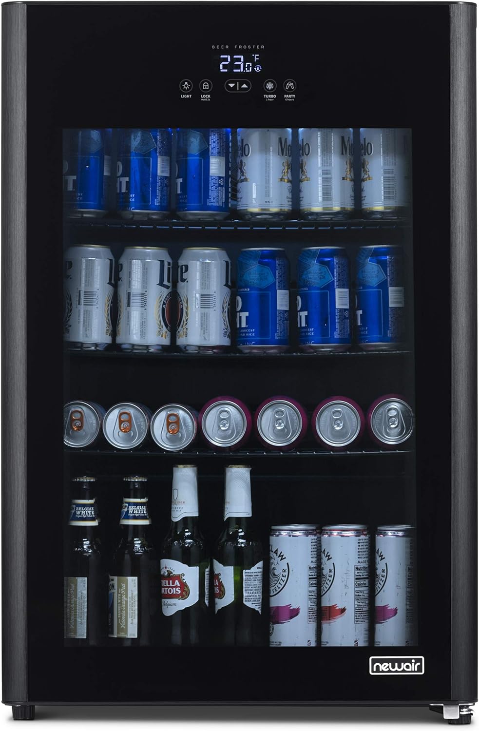 125 Can Capacity Black Freestanding Beer Refrigerator and Cooler with Glass Door B3646
