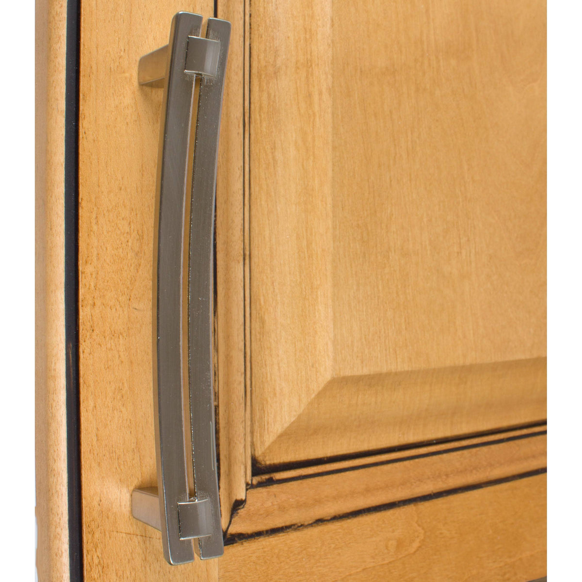 5-Inch Curved Double Bar Satin Nickel Cabinet Pulls S419615