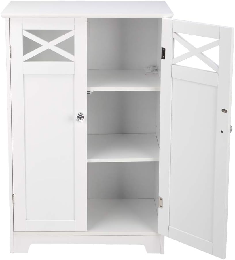 White Double Door Bathroom Cabinet P77003