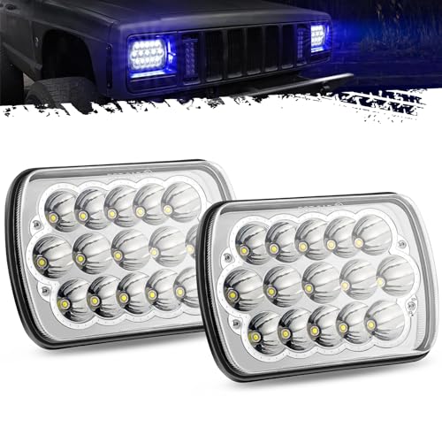 2PCS Rectangle 5x7 7x6 LED Headlights Hi/Low Sealed Beam H9608