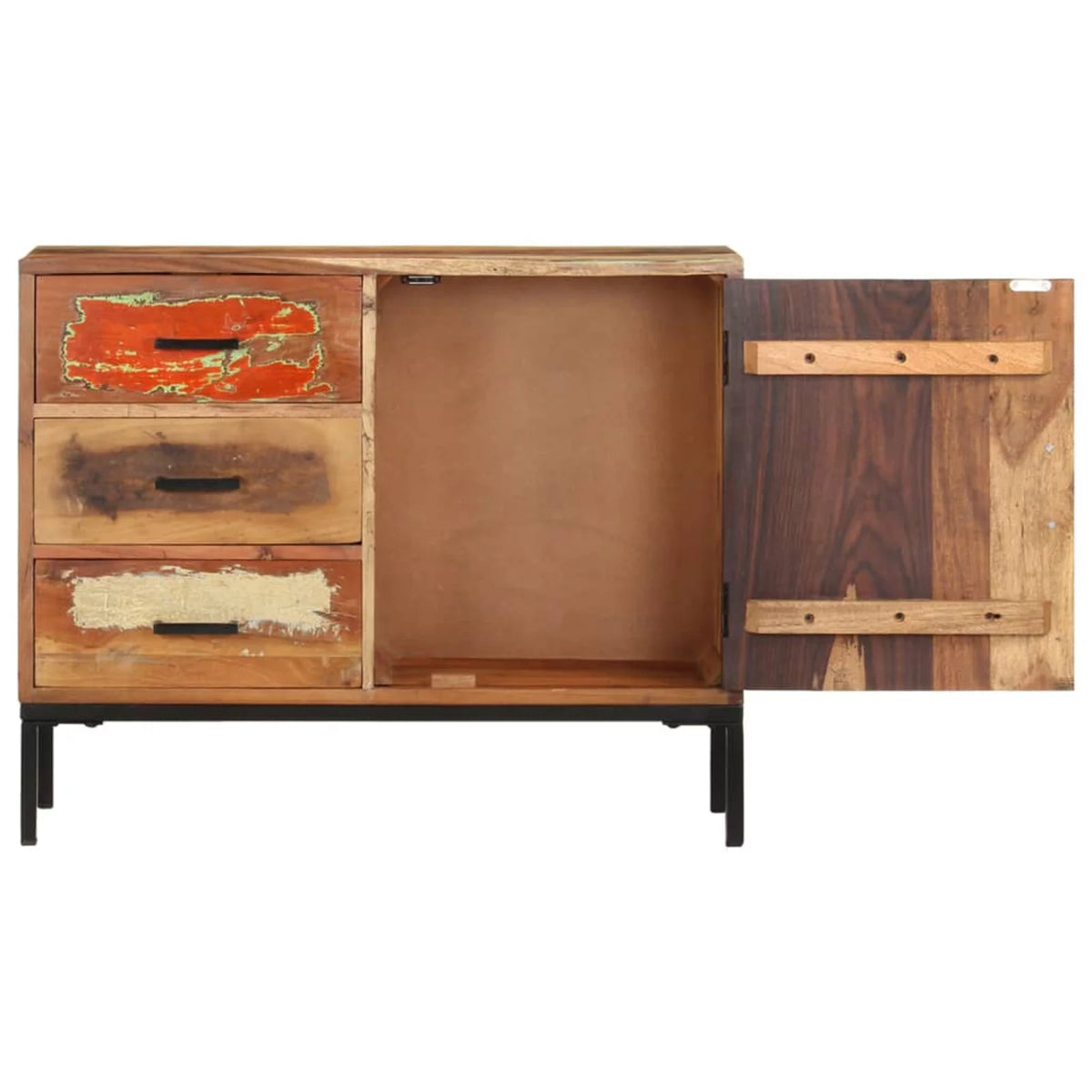 Reclaimed Wood Sideboard with Door Cabinet and 3 Storage Drawers E620720