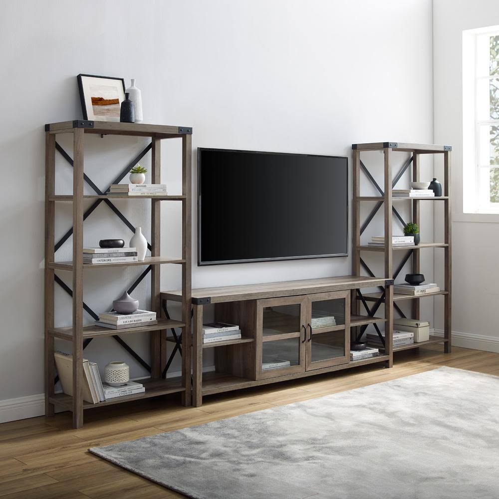 Grey Wash Glass Door TV Console H91526