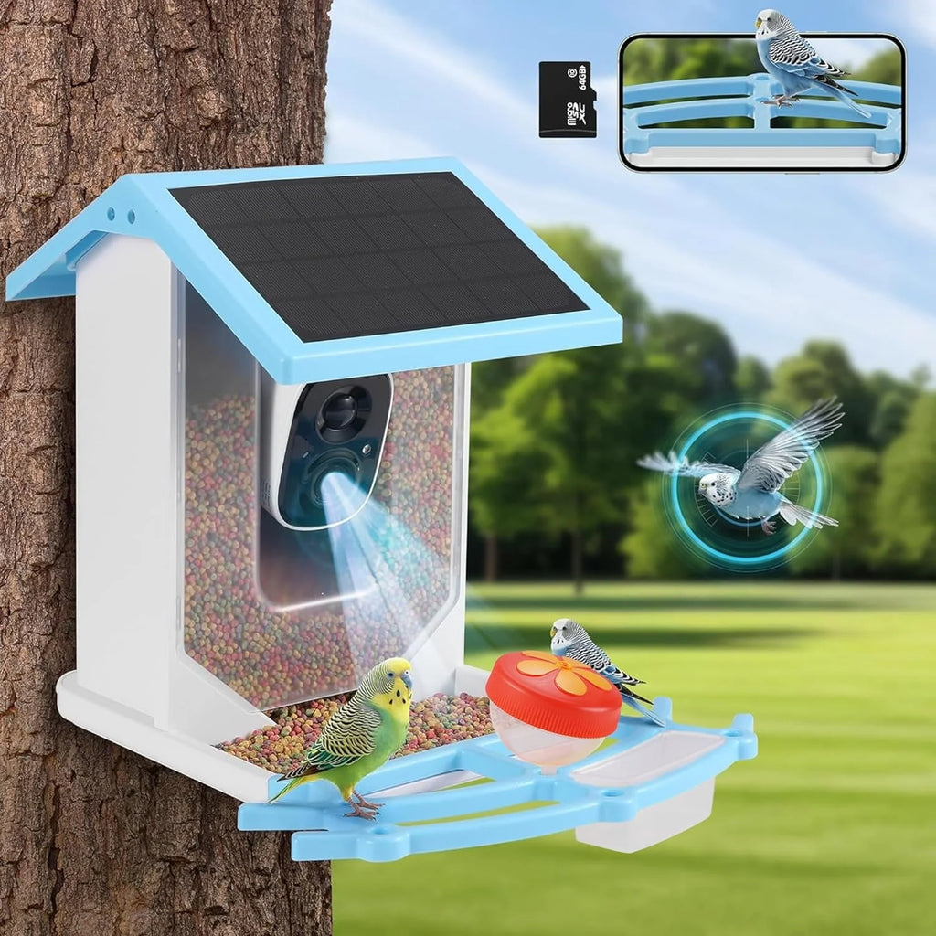 Smart Bird Feeder with Camera, Solar Powered, 64G TF Card F6665
