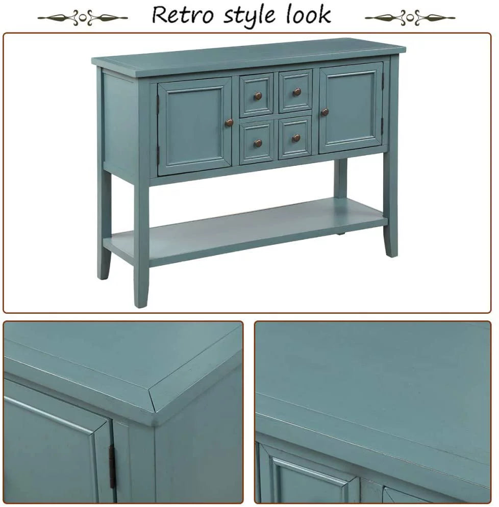 Console Table with Storage Drawers Cabinets and Bottom Shelf S571