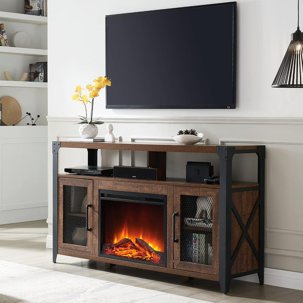 White Rustic Wood TV Stand for 70 Inch TV F9416