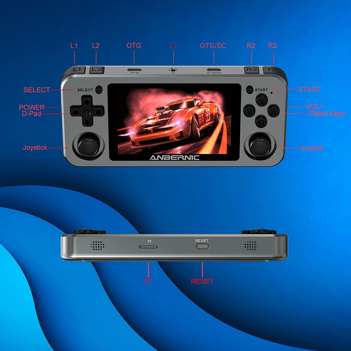 Handheld Game Console with 64G TF Card 3.5 inch IPS Screen C248986