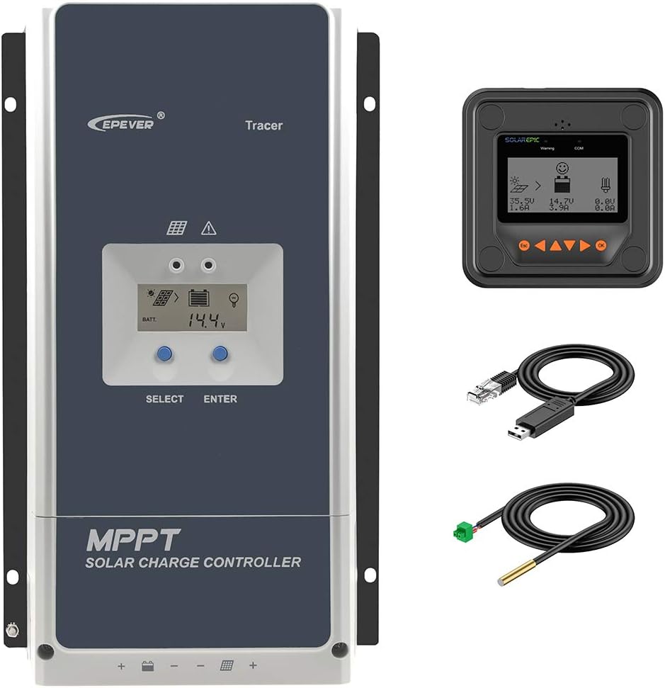 MPPT Solar Charge Controller 80A Negative Ground 200V with Remote Meter H663179