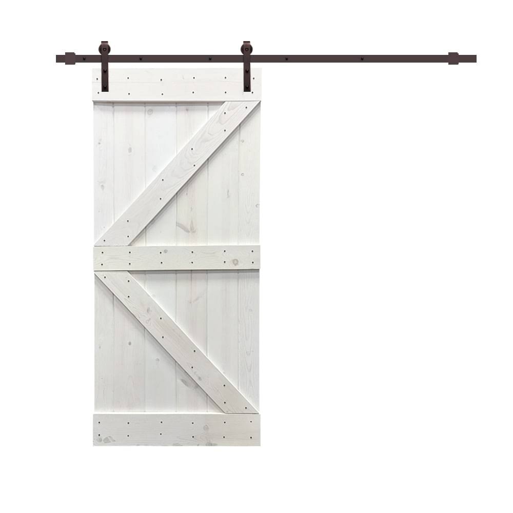 Stained Wood Sliding Barn Door with Hardware Kit K375