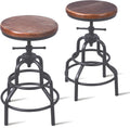 Metal Adjustable Height Bar Stool Chair 2pcs I407158