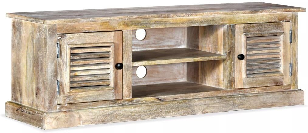 White Solid Mango Wood TV Cabinet 47.2x11.8x15.7 C9065