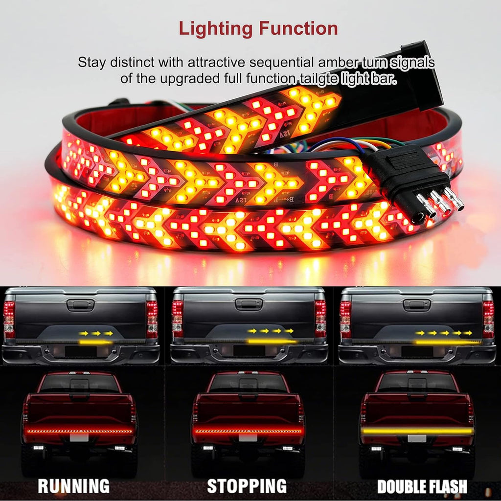 60 Inch 528 LED Tailgate Light Bar with 4-Pin Flat Connector Pack of 2 J943