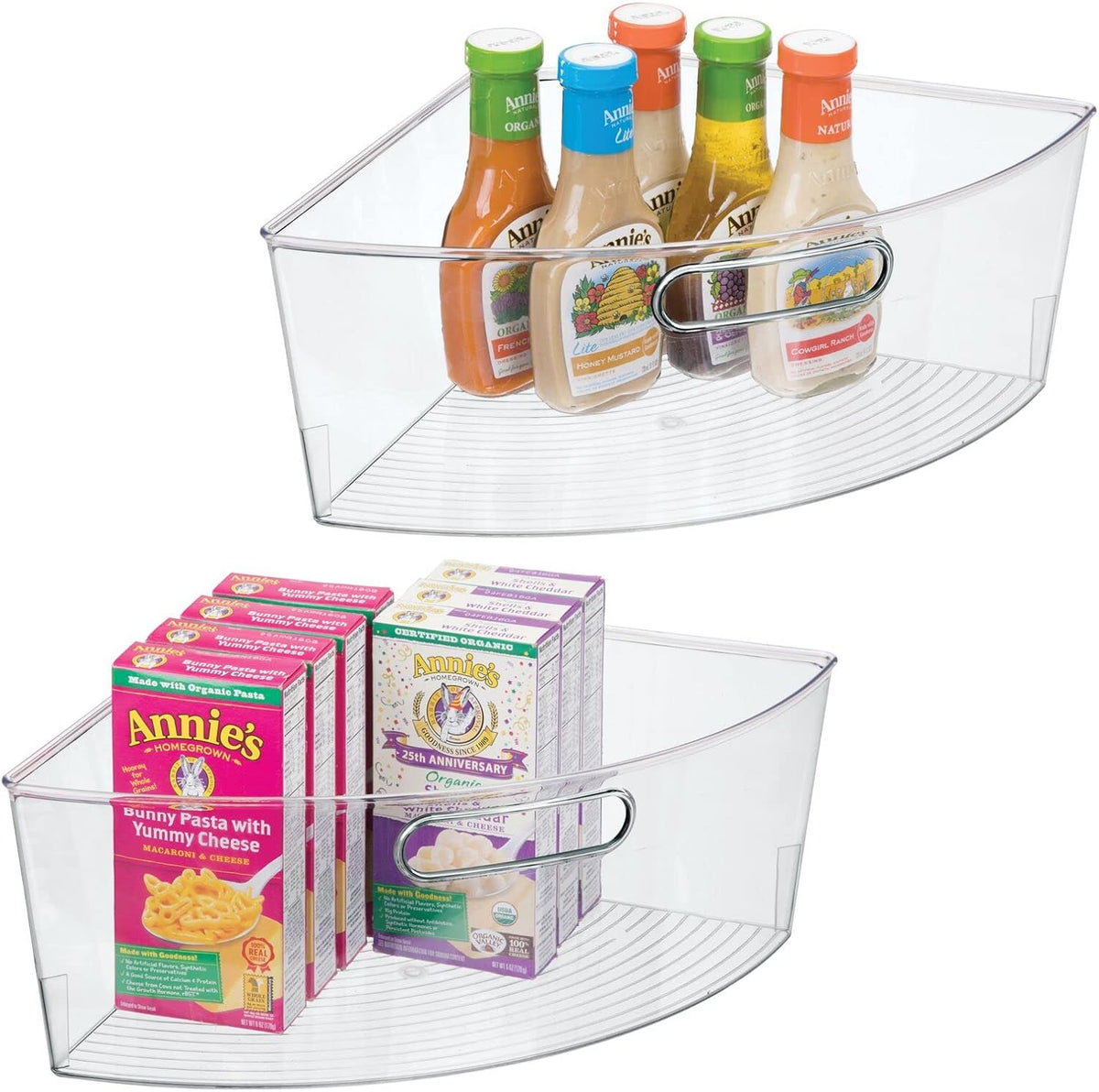 Smoke Gray Plastic Lazy Susan Storage Organizer Bins 2 Pack Z51792