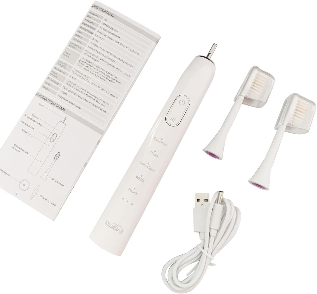 Waterproof Sonic Electric Toothbrush Pack of 2 M1699