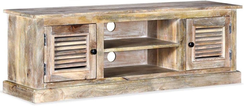 White Solid Mango Wood TV Cabinet 47.2x11.8x15.7 C9065