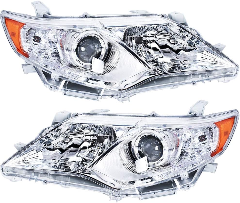 2012 2013 2014 Toyota Camry Headlights Assembly ABS Plastic Housing Polycarbonate Lens Projector Headlamps Left+Right Chrome V3800