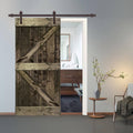 Stained Wood Sliding Barn Door with Hardware Kit K375