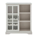36 in. Brushed White Sliding Glass Door Bar Cabinet P4898