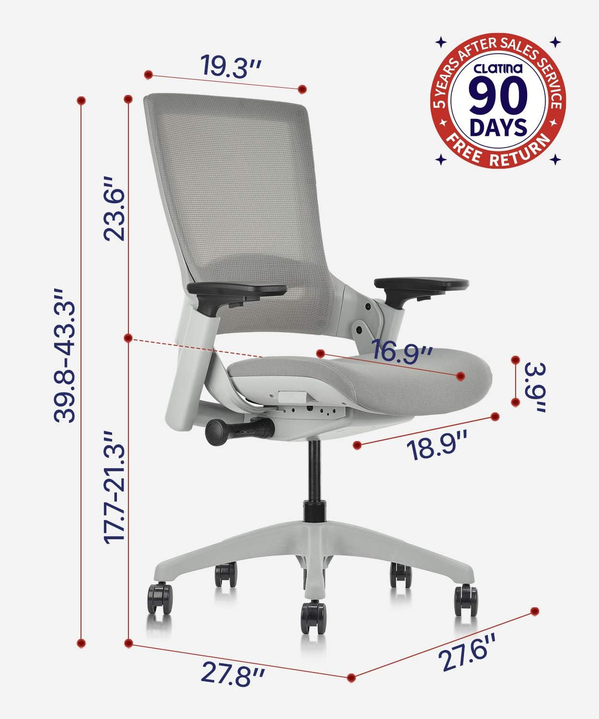 Grey Ergonomic Mesh Back Executive Chair A187