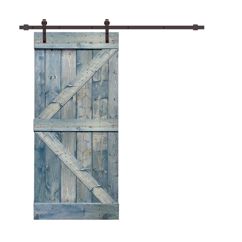 Stained Wood Sliding Barn Door with Hardware Kit K375