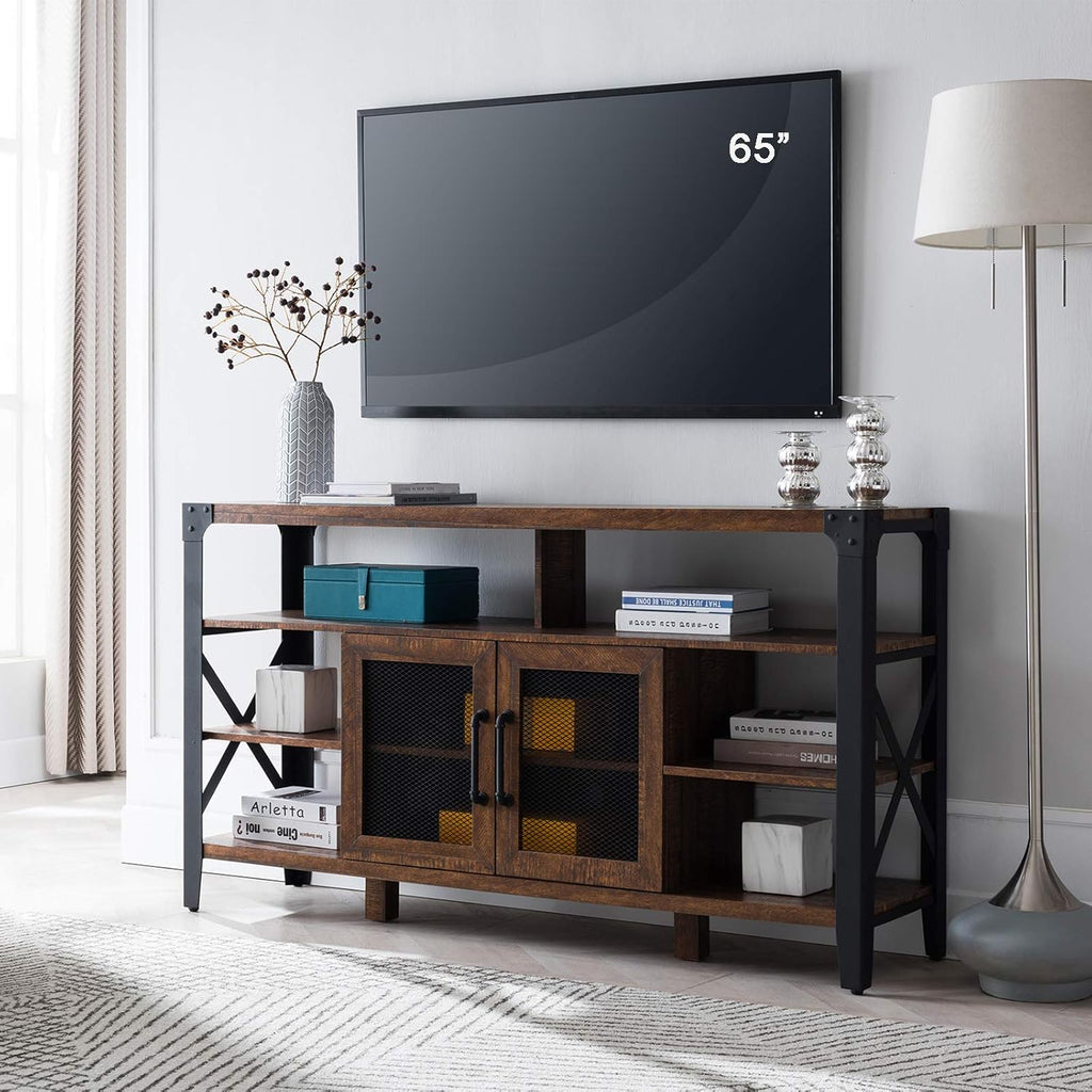 White Rustic Wood TV Stand for 70 Inch TV F9416