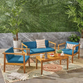 4-Seater Acacia Wood Chat Set with Coffee Table E463756