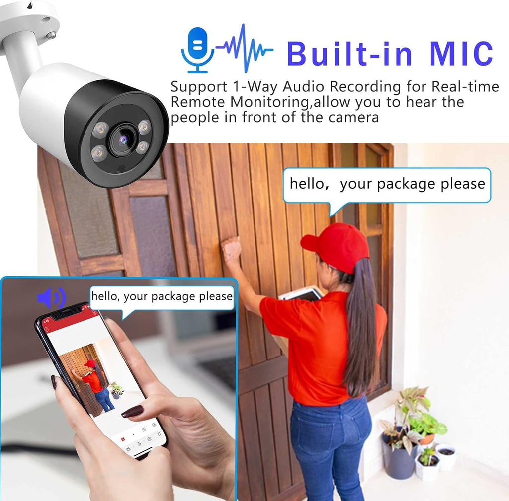 8MP Colorvu POE IP Camera with Mic, 4K Outdoor Bullet Security with 98ft Full Color Night Vision, 2.8 mm Fixed Lens, IP67 W603213