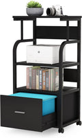 Mobile File Cabinet with Printer Shelf, 3 Tier Printer Stand with Legal Size Drawer, Rolling Filing Cabinet Printer Cart with Storage Shelves E669865