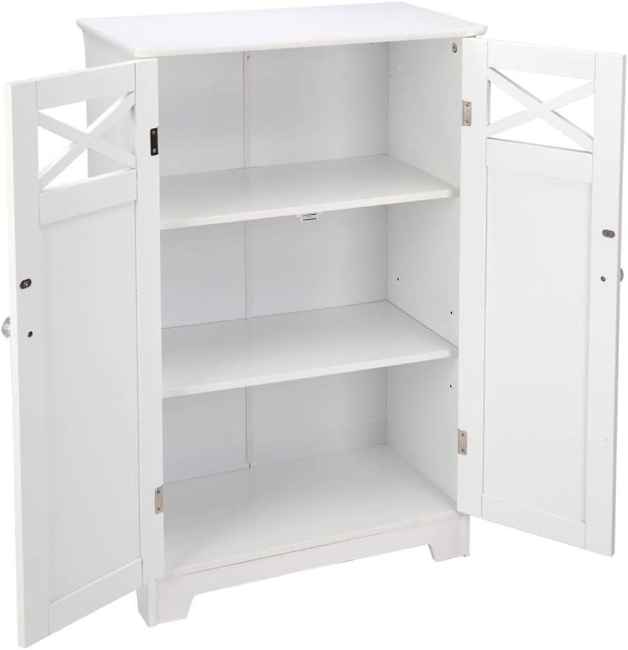 White Double Door Bathroom Cabinet P77003