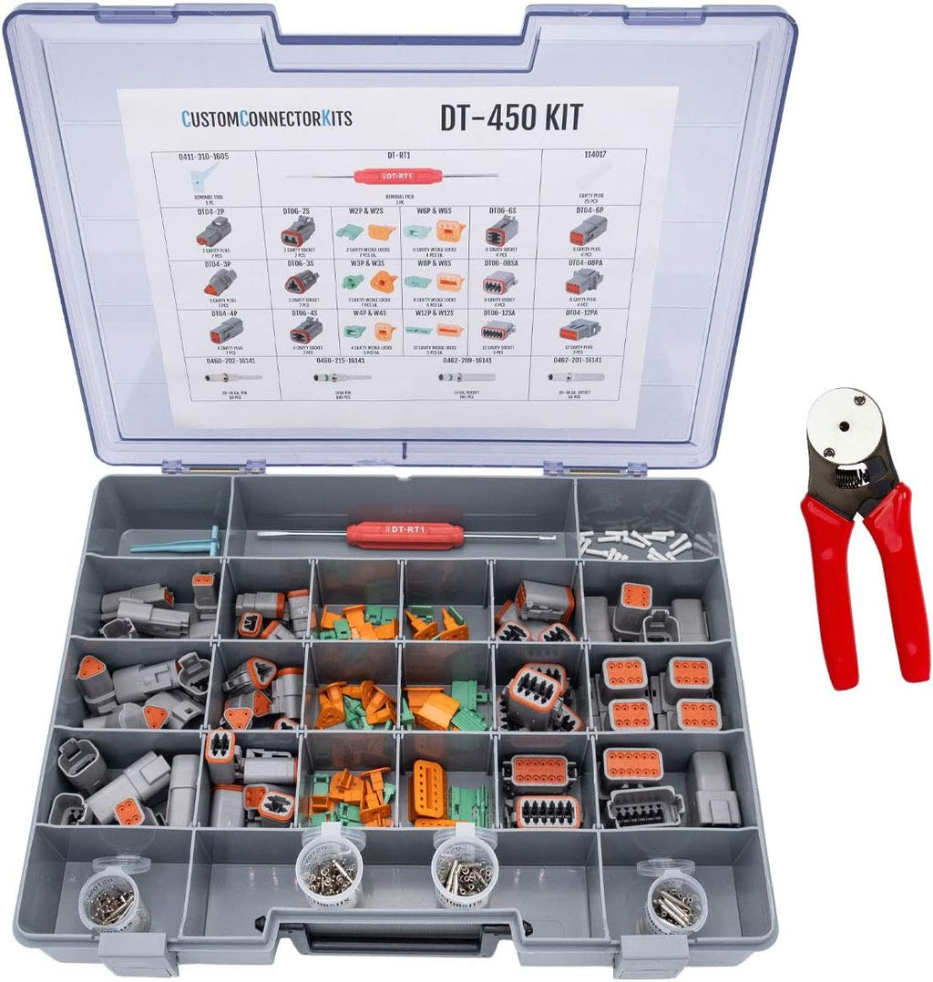 Gray Automotive Electrical Connectors 14-20 Gauge 450 Piece Kit with Crimp Tool O830775
