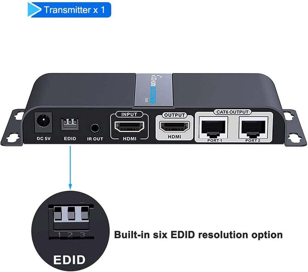 HDMI Extender 1080P 1x2 Splitter Over CAT6 Cable 40m with IR Remote Control S449797