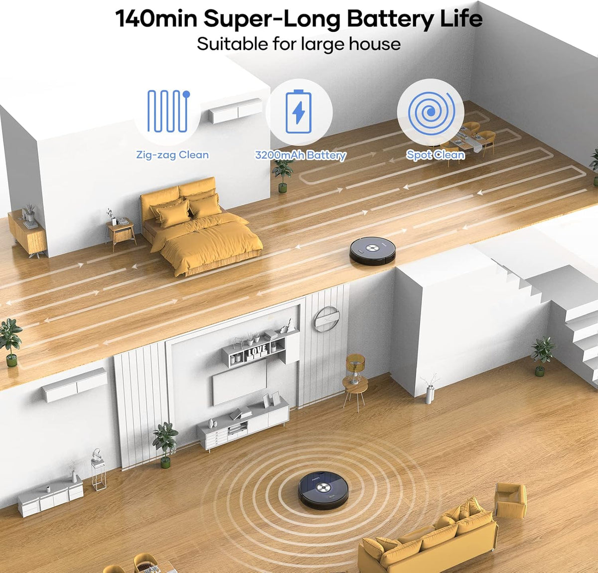 Robot Vacuum Cleaner, 2500Pa Suction, Mopping, App Control, Ultra-Slim Z8501