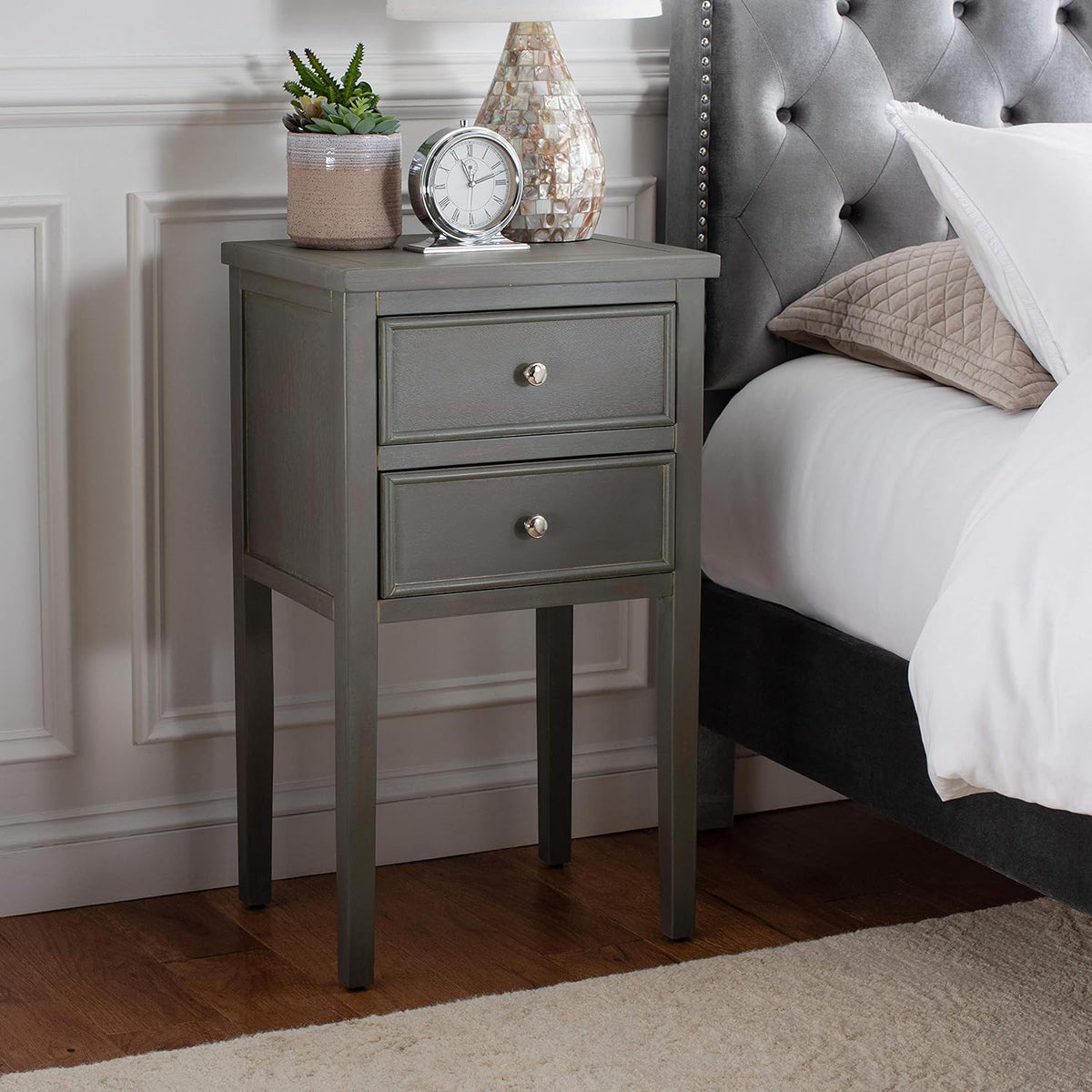 French Grey End Table V731708