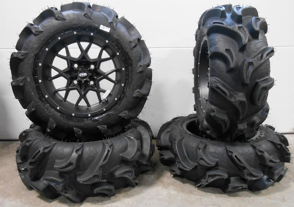 Black 14 Wheels and 27 Tires 4x110 Bolt Pattern W5878