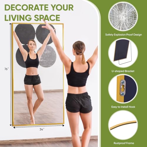 Black 71"x28" Full-Length Floor Mirror with Stand X791