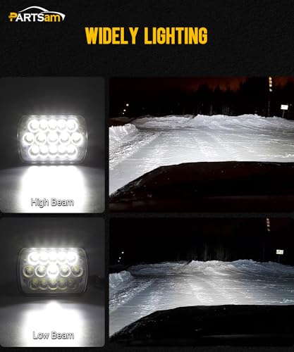 2PCS Rectangle 5x7 7x6 LED Headlights Hi/Low Sealed Beam H9608
