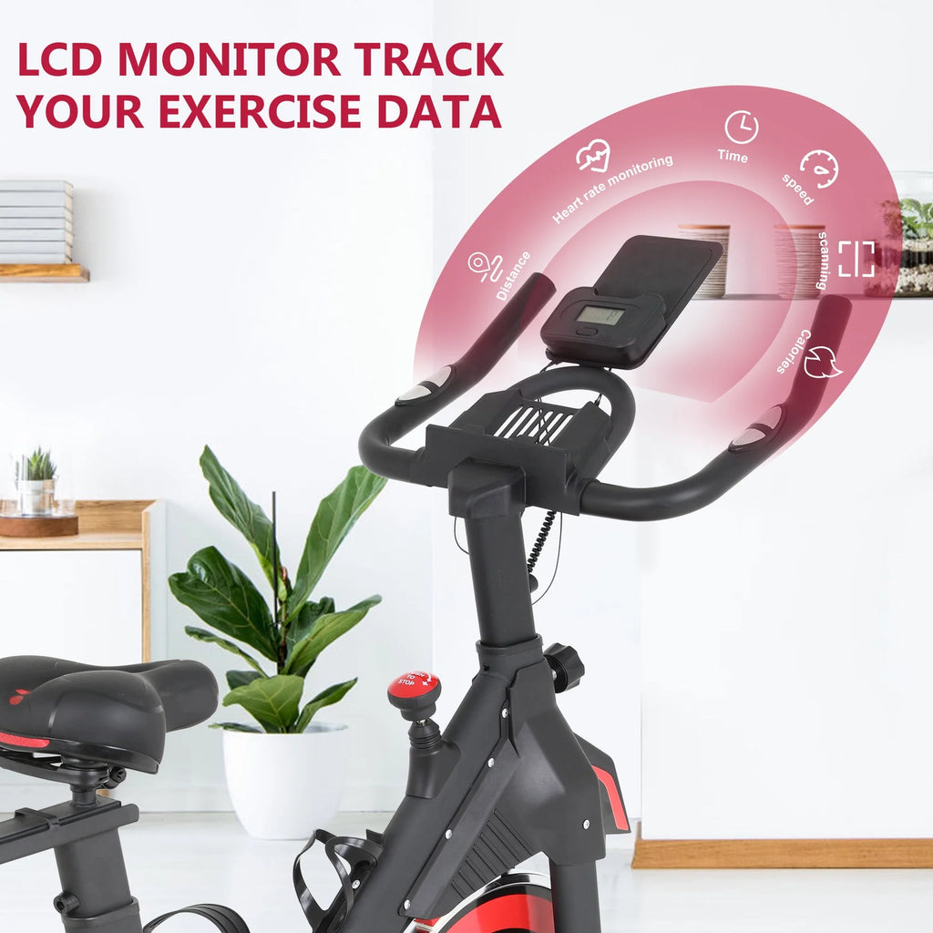 Recumbent Exercise Bike with Bottle Holder & LCD Heart Rate Monitor C95064