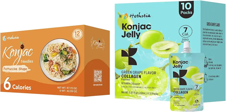 Green Grape Konjac Jelly with Collagen Peptides and Gluten Free Konjac Fettuccine Q41655