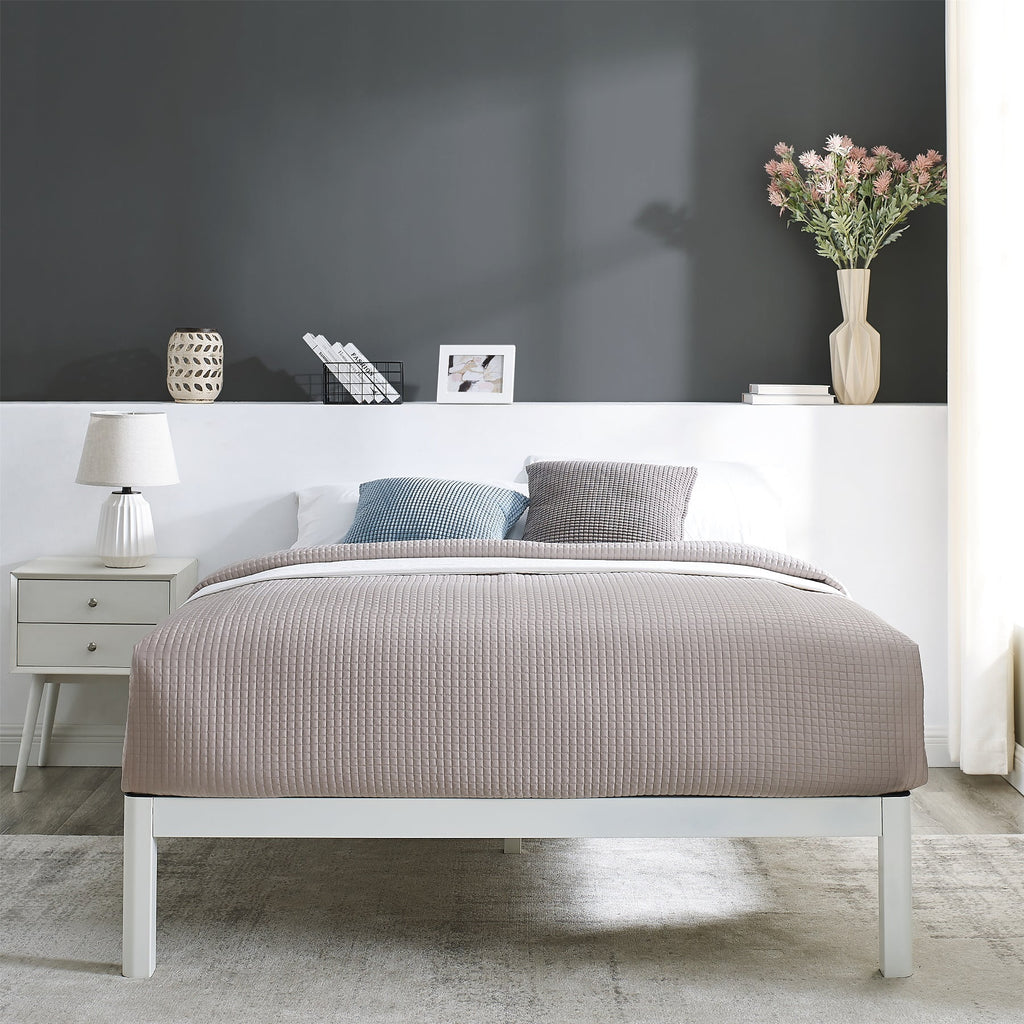 Queen Wood Slat Metal Platform Bed Frame J47507