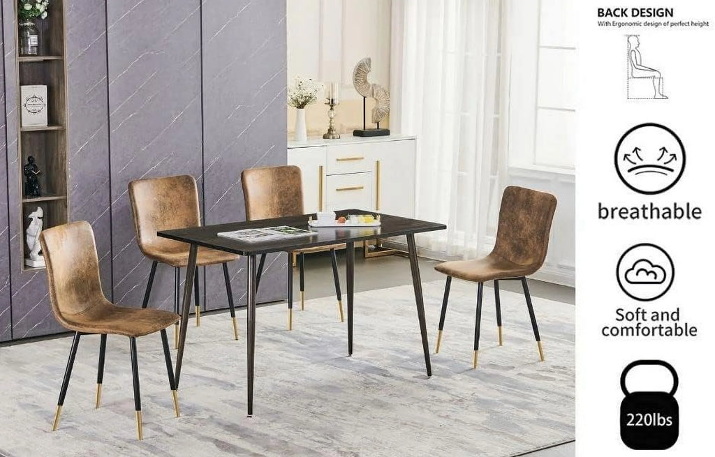 Industrial Dining Chair Set of 4 with Black Gold Metal Legs K338083