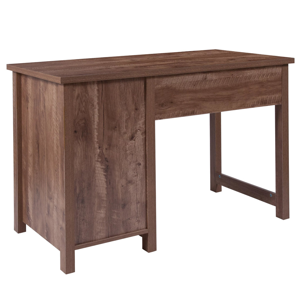 Oak Wood Grain Finish Computer Desk with Metal Drawers J919