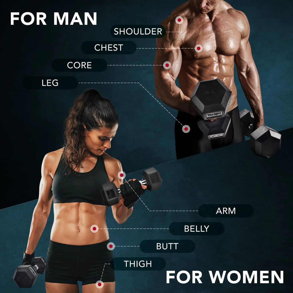 50 lbs Hex Rubber Grip Dumbbell A5641