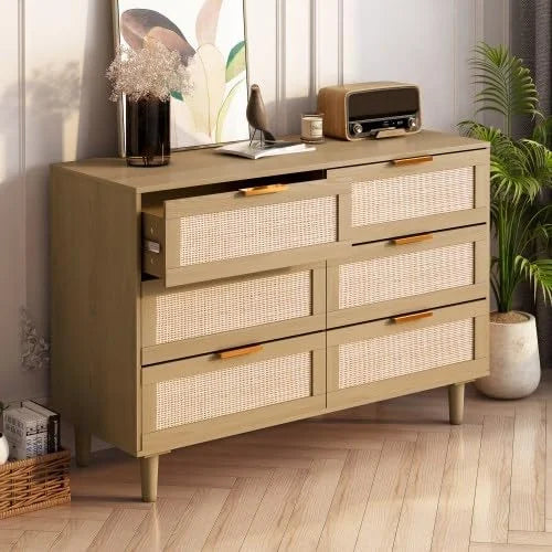 Rattan 4 Drawer Dresser Cabinet Y121