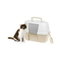Large Hooded Corner Cat Litter Box with Front Door Flap & Scoop J138