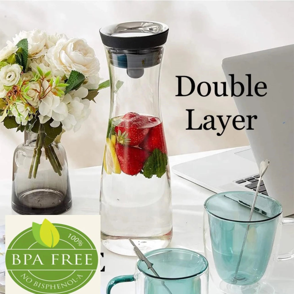 50 oz Glass Pitcher with Stainless Steel Lid and Brush D66343