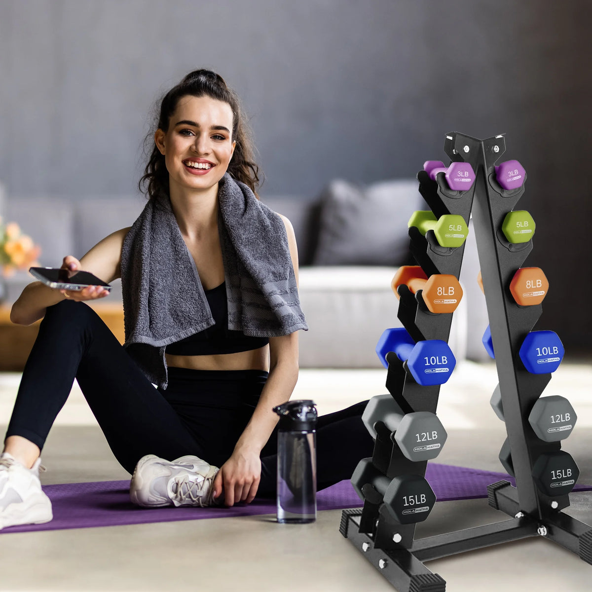 Neoprene Dumbbell Weight Set with Rack P8961