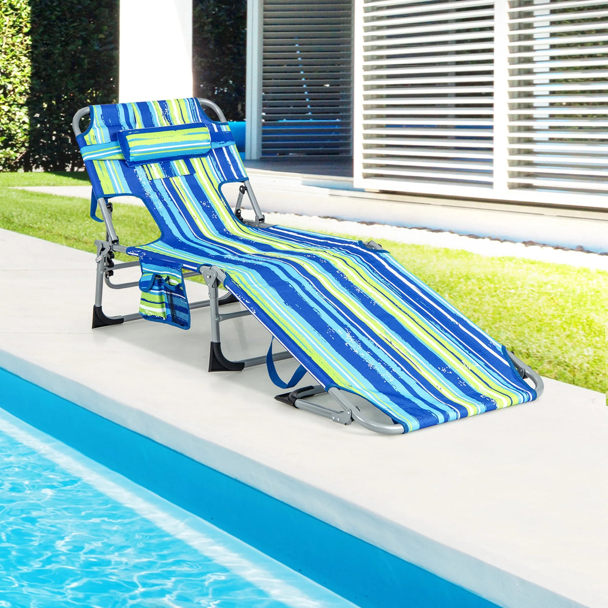 Pink Folding Chaise Lounge with Pillow F914348